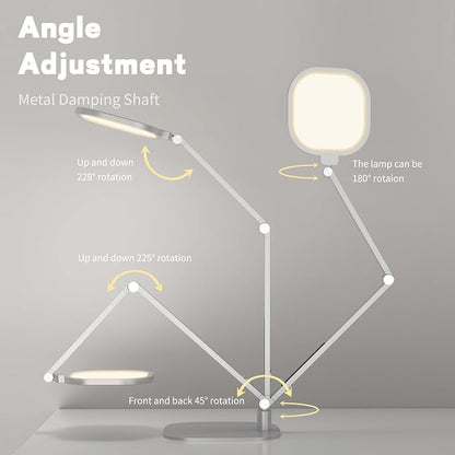 LitONES LED Desk Lamp for Home Office, Soft Edge-lit Design - Modern Style | Eye-Caring Diffused Light, Professional Computer Light for Reading, Crafts & Zoom, Dimmable with 30 Modes, Memory & Timer