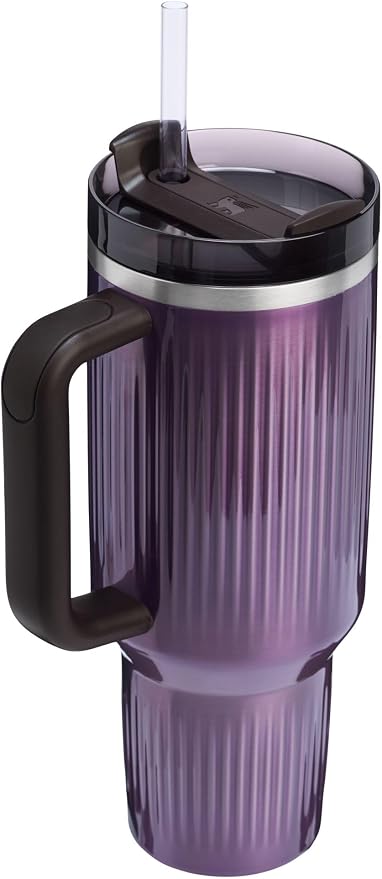 STANLEY Quencher H2.0 Tumbler with Handle and Straw 40 oz | Flowstate 3-Position Lid | Cup Holder Compatible for Travel | Insulated Stainless Steel Cup | BPA-Free | Fluted Wisteria Shine