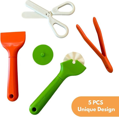 Childgen Play Dough Tools Set for Kids 6 Piece Modeling Clay Tools Kit with Cutter Roller, Scissors, Spatula & Tongs Creative Sensory Play Dough Accessories for Toddlers & Preschoolers