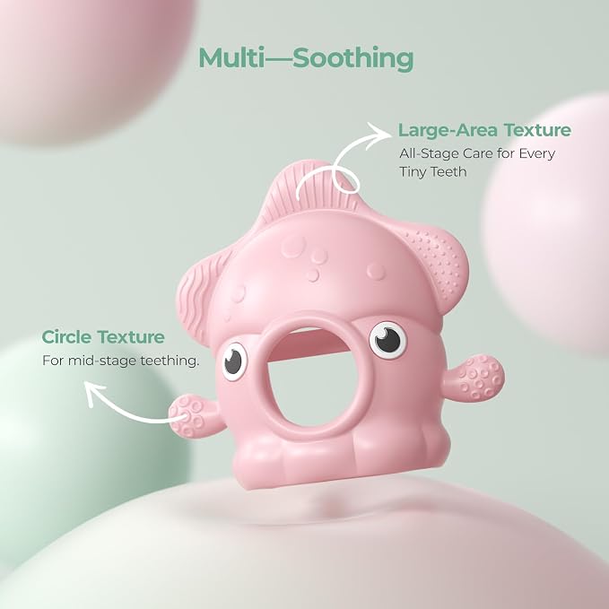 Momcozy Teething Toys, Food Grade Silicone Baby Teether，Teething Mitten for Babies 0–6 Months，Teethers for Babies 6–12 Months，Anti Drop Wrist Teether with Multiple Chew Points，Baby Shower Gifts, Red