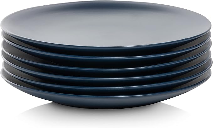10 Strawberry Street Wazee Matte 8.25" Coupe Salad Plate, Set of 6, Midnight Blue