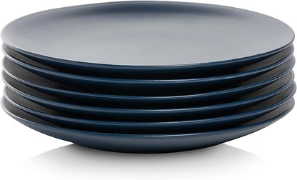 10 Strawberry Street Wazee Matte 8.25" Coupe Salad Plate, Set of 6, Midnight Blue