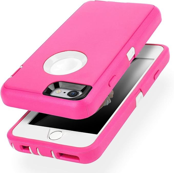 AICase iPhone 6 Case, iPhone 6S Case [Heavy Duty] Built-in Screen Protector Tough 3 in 1 Rugged Shockproof Cover for Apple iPhone 6/6S (Pink/White)