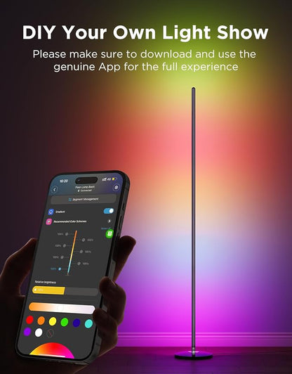 Govee RGBIC Floor Lamp Basic, 1000lm LED Corner Lamp, Black | Compatible with Alexa and Matter, Modern Floor Lamp with Music Sync and 16 Million DIY Colors, Standing Lamp for Bedroom