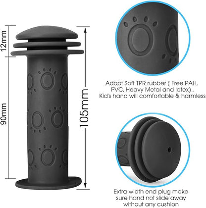 Kids Bike Grips - 105mm Bicycle Handlebar Grips With Mushroom Pattern for Bikes, Balance Bikes, and Kick Scooters