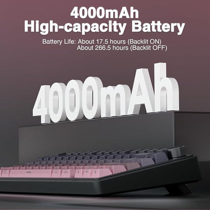 AULA F75 Pro Wireless Mechanical Keyboard,75% Hot Swappable Custom Keyboard,RGB Backlit,Pre-lubed Reaper Switches,Side Printed PBT Keycaps Mechanical Gaming Keyboards, Pink&Black