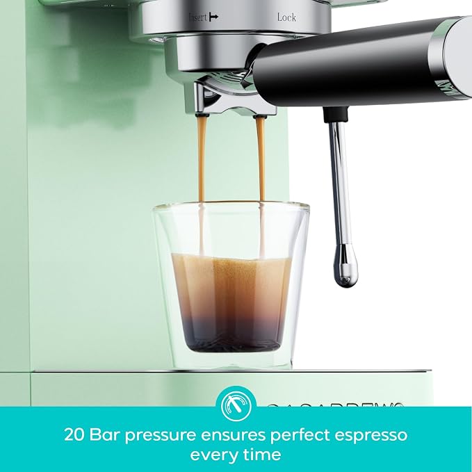 CASABREWS 3700 Essential Espresso Machine, Stainless Steel Espresso Maker | 20-Bar Italian Pump, Powerful Steam Wand, 43.9oz Removable Water Tank, Compact Espresso Maker for Home, Cappuccino & Latte