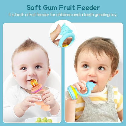 Baby Solids/Frozen Fruit Feeder Pacifier, Infant Teether Toy 4M+, BPA-Free Silicone Pouch & Nipple, Safely Introduce Solids, Teething Relief, 2-Pack