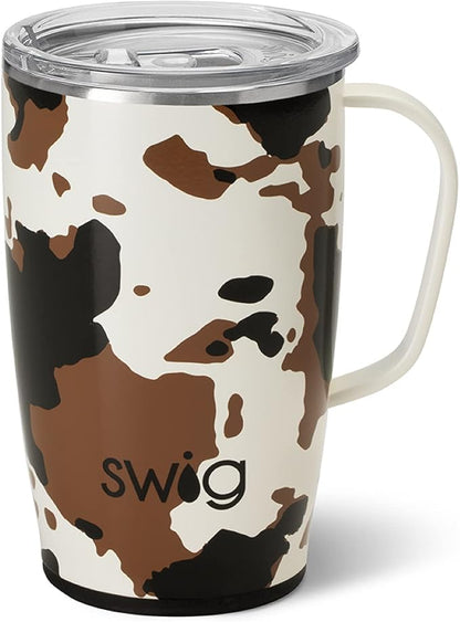 Swig Life 18oz Insulated Travel Mug with Handle & Lid, Hayride | Triple Insulated Stainless Steel - Handle & Lid Included - Keeps Coffee Hot or Cold - Cup Holder Friendly