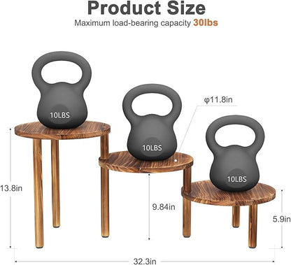 3 Tiers Plant Stand Indoor,Wood Plant Stands for Indoor Plants Multiple,Corner 3 Steps Ladder Plant Shelf High Low Flower Stand Planter Display Rack for Patio Balcony Living Room