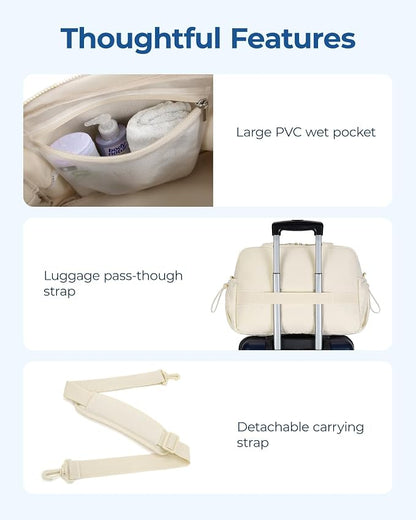 BAGSMART Duffle Bag for Travel, Gym Bag for Women, Weekender Carry on Bag | PVC Wet Pocket, Airline Approved Personal Carry-on Size, Fits Under-seat, One Bag for Gym, Travel, Hospital, Overnight