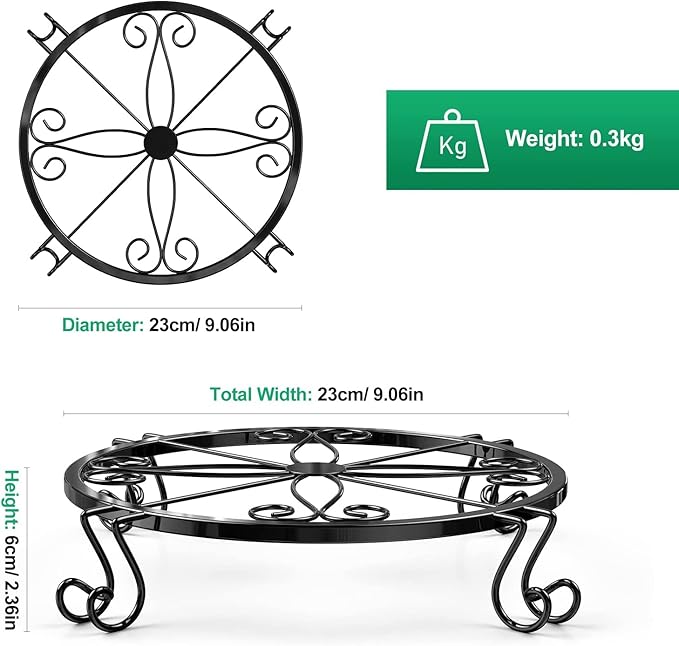 Metal Plant Stand Indoor/Outdoor, Low Corner Plant Stand, Decoration Small Plant Holders for Home, Anti-Rust Iron Heavy Duty Plant Holders, Flower Pot Rack Display Shelf, Black (3 Pack)