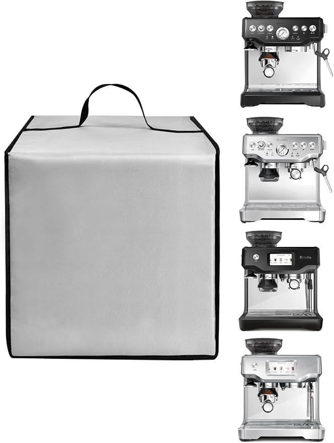Espresso Machine Cover for BES870XL/ BES880BSS/BES876BSS Coffee Maker | Latte Maker Cover,Heavy Duty Heat-Resistant Waterproof Nylon Case for Espresso Machine (Silver)
