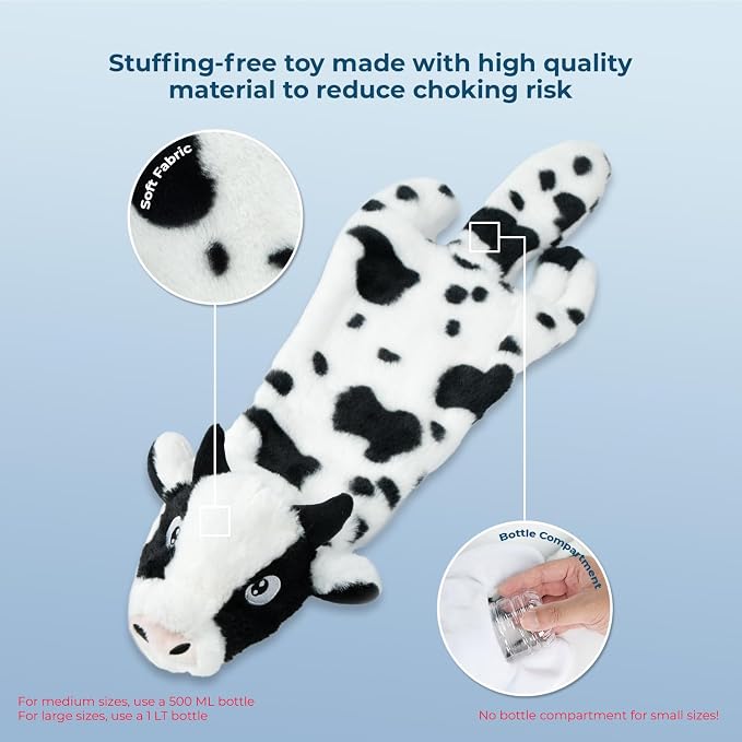 Best Pet Supplies Squeaky Dog Toys with Soft Durable Fabric for Small, Medium and Large Pets Interactive Toy for Indoor Play, Supports Active Biting and Play - Cow, Medium