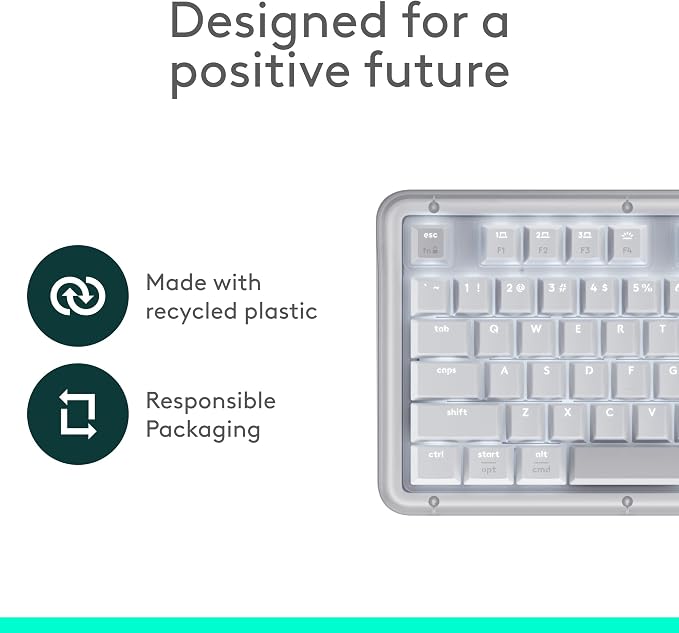 Logitech Alto Keys K98M Wireless Mechanical Gasket Keyboard - Off White | Customizable, clicky, vibration absorbing gasket, white backlit keys, Bluetooth, USB-C charging, for PC, Mac, Laptops