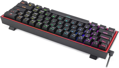 Redragon K617 Wired 60% Compact Hot-Swap RGB Gaming Mechanical Keyboard | 61 Keys Design for More Room to Aim, Swap-Ready Socket for Mod, Vibrant 20-Mode Lighting Hype Vibing, Pro Software Supported