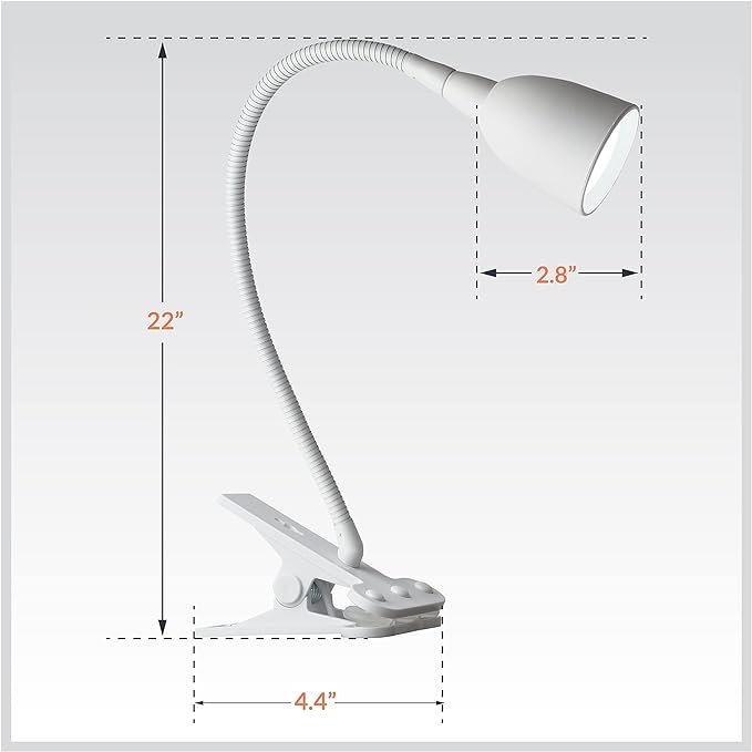 Newhouse Lighting NHCLP-OL-WH Olivia LED Clamp Light Desk Lamp with Flexible Gooseneck, 3 Brightness Levels & 3 Color Modes, White