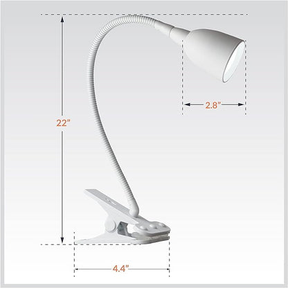 Newhouse Lighting NHCLP-OL-WH Olivia LED Clamp Light Desk Lamp with Flexible Gooseneck, 3 Brightness Levels & 3 Color Modes, White