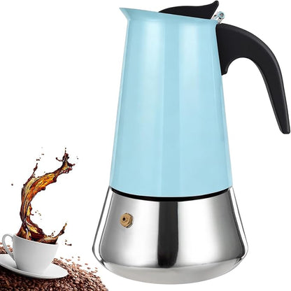 DITOSH6 Cup Stovetop Espresso Maker Stainless Steel Moka Pot Stove Top Percolator Italian Coffee Makers Capable Mocha Greca Machine Cafe Classic Induction Cookers for Home and Camping 300ml 10oz