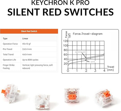 Keychron K8 Wireless Mechanical Keyboard – Silent Red Switch for Quiet Office and Gaming, TKL 87 Keys, Soft White LED Backlight, Bluetooth & USB-C Wired Connectivity, Compatible with Mac and Windows