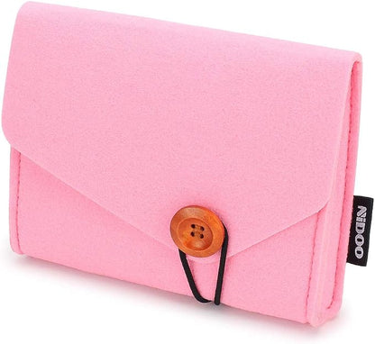 NIDOO Portable Felt Storage Bag, Electronics Accessories Protective Case Pouch for MacBook Power Adapter, Mouse, Cellphone, Cables, SSD, HDD, Power Bank, Portable External Hard Drive, Pink