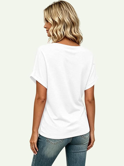 T Shirts Short Sleeve V Neck Tees Womens Tops Beach Vacation Fashion Clothes 2026 Casual Summer Spring Fall Outfits