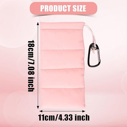 Lyreh Thermal Phone Case with Carabiner, Universal Cellphone Pouch to Prevent Freezing and Overheating, Insulated Warm Phone Cover Bags Extend Battery Life for Outdoor Sports Lovers Gifts (Pink)
