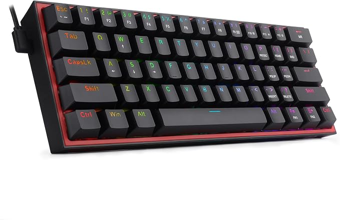 Redragon K617 Wired 60% Compact Hot-Swap RGB Gaming Mechanical Keyboard | 61 Keys Design for More Room to Aim, Swap-Ready Socket for Mod, Vibrant 20-Mode Lighting Hype Vibing, Pro Software Supported