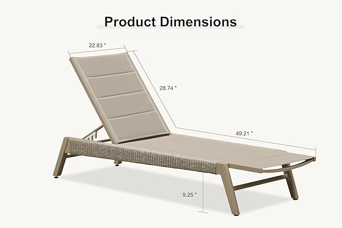 PURPLE LEAF Outdoor Chaise Lounge 2 Pieces Chair Patio Aluminum Recliner for Poolside with Adjustable Backrest Chairs Nurture Shale