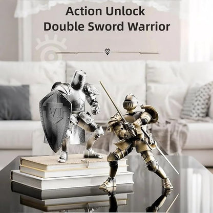 Medieval Action Figures,Knight Armor Action Figure,Multi-Jointed Movable Robot Mannequin T13,Dummy 13 Action Figure(Assembly Required) (D-Cyan)