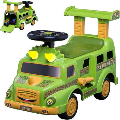 Waddle Dinosaur Toys for Kids - Ride On Cars for Toddlers 1-3, Dino Rig Transporter Includes 2 Monster Rigs, Lights, Sound, Interactive Kids Toy, Indoor, Outdoor Toddler Toys, Up to 44 lbs