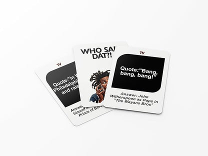 Who Said Dat Game: Immerse Yourself in the World of Urban Quotes with 100 Cards Showcasing the Vibrancy of Black Culture. Experience Engaging and Thought-Provoking Party Fun like Never Before!