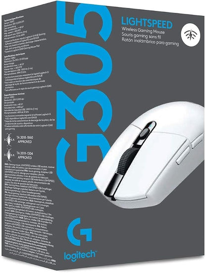 Logitech G305 Lightspeed Wireless Gaming Mouse - White | 12,000 DPI, Lightweight, 6 Programmable Buttons, 250h Battery, On-Board Memory, Compatible with PC and Mac