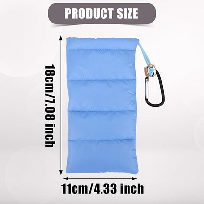 Lyreh Down Cotton Buckle Warm Phone Case, Protects from Freezing and Overheating, Perfect for Outdoor Camping (Light Blue)