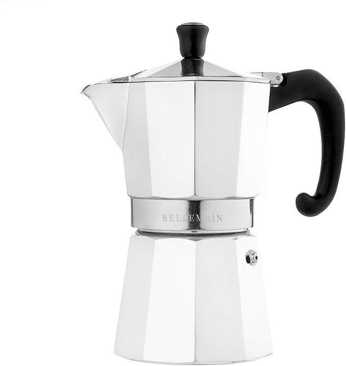 Bellemain Stovetop Espresso Maker, Italian Moka Pot, 6-Cup White | Classic aluminum design brews rich espresso at home or camping, with an easy-to-use and easy-to-clean design.