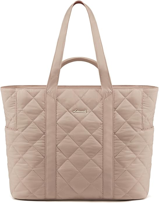 LOVEVOOK Tote Bag for Women,Light Puffer Tote Bag with Multi-pockets,Stylish Carry on Laptop Bags for Daily,Travel,Work,Gym