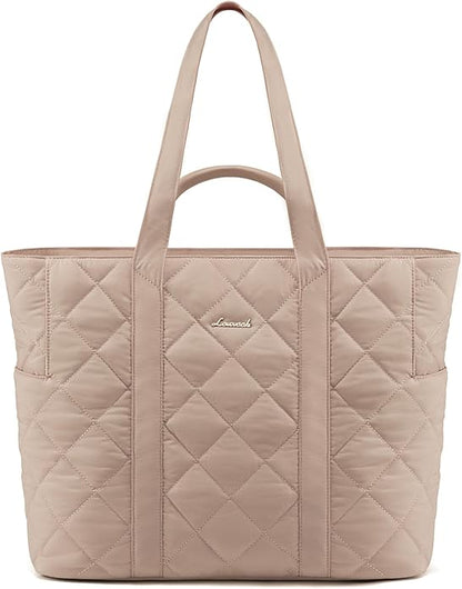 LOVEVOOK Tote Bag for Women,Light Puffer Tote Bag with Multi-pockets,Stylish Carry on Laptop Bags for Daily,Travel,Work,Gym