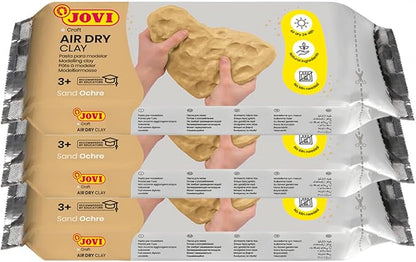 Jovi - Air Dry Clay, Sand Ochre Color, 3 x 1.1 lb, Total of 3.3 lb | No Oven Needed, Gluten-free, Pottery Clay for Arts and Crafts Projects