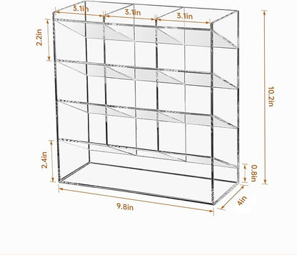 BEYGORM Acrylic Vertical Marker Organizer for 150 Markers, Desk Orgaizer | 13 Compartments Clear Angled Pen & Pencil Holder, Large Stationery & Art Supply Storage for School (10.2 x 9.8 x 4 Inch)