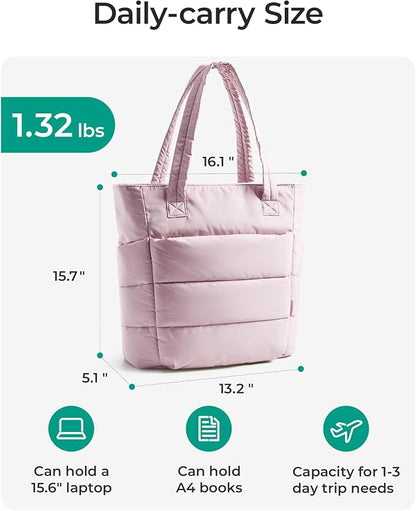 BAGSMART Tote Bag for Women, Lightweight Puffy Tote Bag with Compartments Shoulder Bag Handbag for Travel, Work, Gym | Lightweight