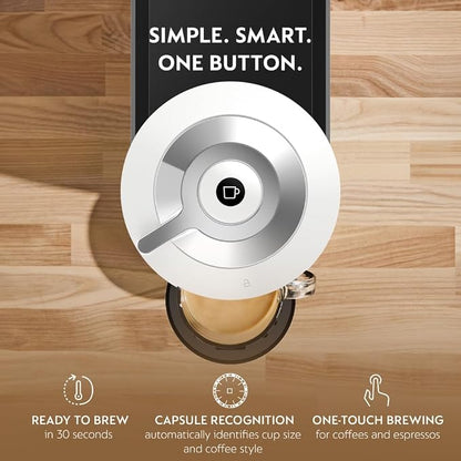 Nespresso Vertuo Next Coffee Machine with Milk Frother, White | Coffee and espresso maker by De'Longhi with slim design. Aeroccino3 frother bundle for hot or cold foam drinks at home.