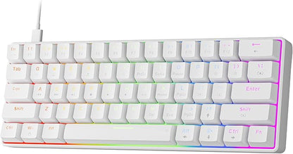 Newmen GM611 Mechanical Keyboard,LEDBacklit Wired Gaming Keyboard RedSwitch | Compact Portable,Mini 61 Keys,LED Backlit,60 Percent Mechanical Keyboard,White Keycaps,Windows Laptop PC,Linear Red Switches
