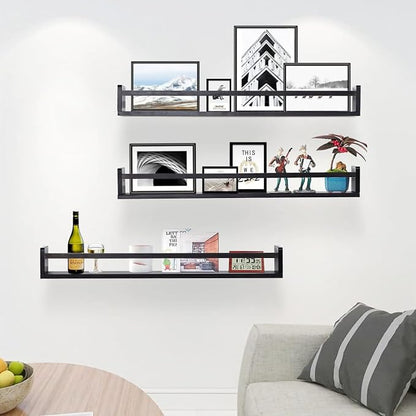 AZSKY Black Nursery Bookshelves for Wall Hanging Kids Bookshelf Baby Book Shelf Organizer Wall Bookshelves Kids Shelves and Storage for Wall Playroom Shelves 36 Inch a Set of 3 Same Sizes