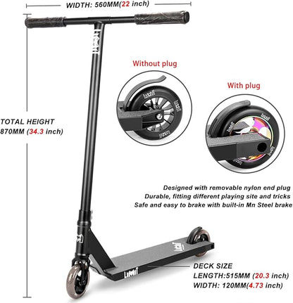 LMT69 Professional Scooter-Trick Scooter-Intermediate Beginner Stunt Scooter Suitable - Children, Teenagers Adults 8 Years Old Above