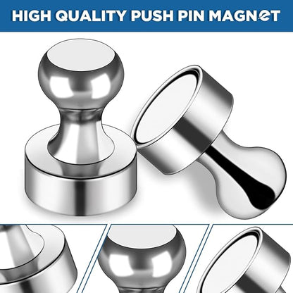 LOVIMAG Fridge Magnets 30Pcs, Magnet for Refrigerator Whiteboard, Silver | Small Strong Neodymium Metal Cute Push Pin for Classroom, Kitchen, Accessories Decorative, Office, Calendar