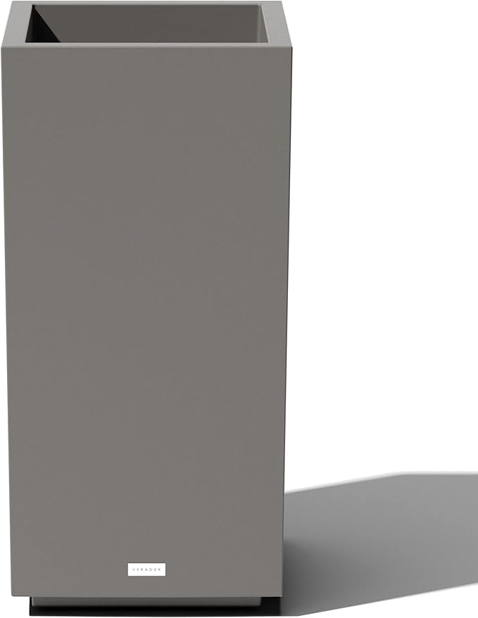 Veradek Block Series Pedestal Planter - Tall Planter for Indoor or Outdoor Front Porch | All-Weather Use with Removable Insert Bucket | Modern Décor for Flowers, Tall Trees, Faux Plants