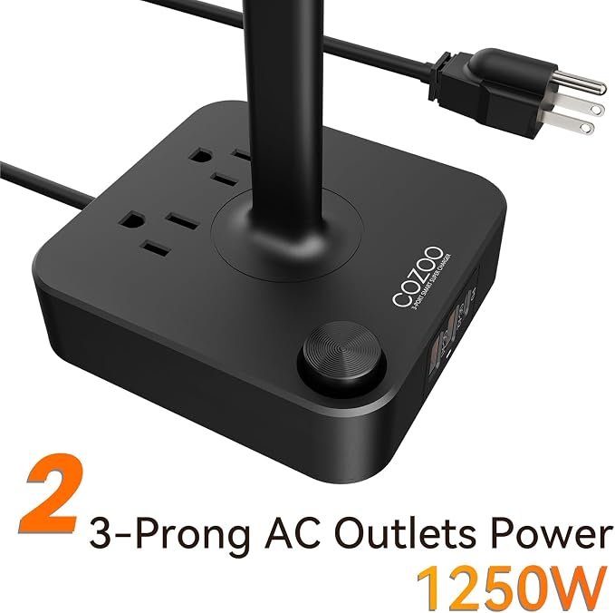 COZOO Headphone Stand with USB Charger Desktop Gaming Headset Holder Hanger with 3 USB Charging Station and 2 Outlets Power Strip,Suitable for Gaming, DJ,Wireless Earphone Display, Gamer Gifts for Men