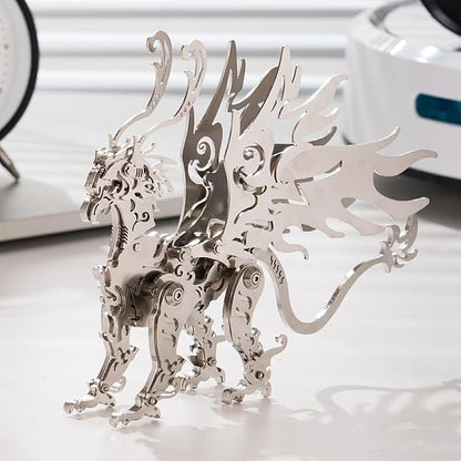 3D Metal Puzzles Toys The Meow Meow Family King and Princess Cat DIY Handmade Assembled Model Kits Ornaments Christmas New Year and Birthday Gifts for Adult (Gu Diao Silver)