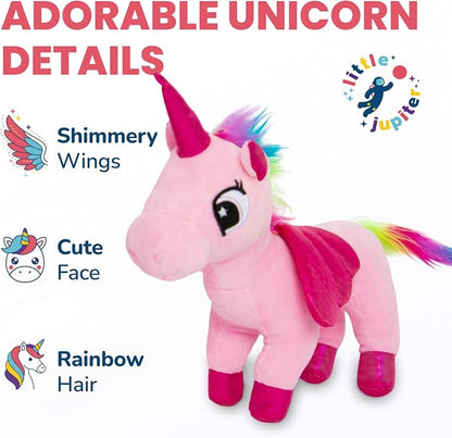 Little Jupiter Plush Pet Set w/Purse - Unicorn Stuffed Animals for Girls - Unicorn Plush - Stuffed Unicorns - Gift for Age 4-5 - 6-7 yrs (Pink Unicorn)