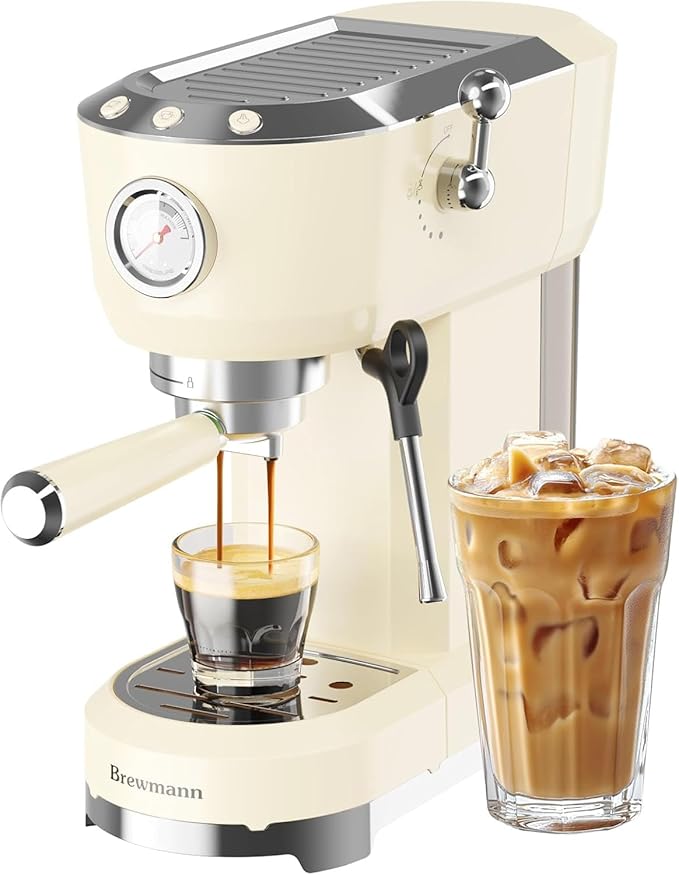 Espresso Machine 20 Bar, Latte and Cappuccino Machine with Steam Milk Frother, Fast Heating, Professional Espresso Maker for Home, 42oz Removable Water Tank, Cream
